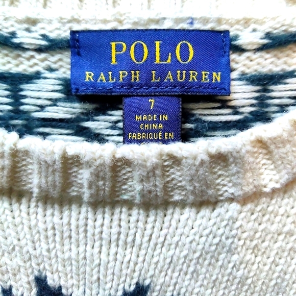 **SOLD**Polo Ralph Lauren polar bear holiday sweater size 7 - Picture 2 of 3